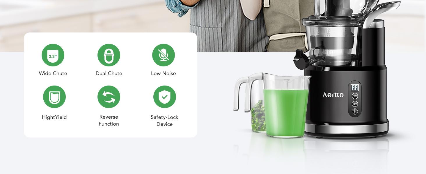 Cold Press Juicer, Whole Vertical Juicer, Slow Masticating Juicer Machines, with Big Wide 83mm Chute, Cold Press Juicer for Whole Fruits and Vegetables, Juicer Machine BPA-Free