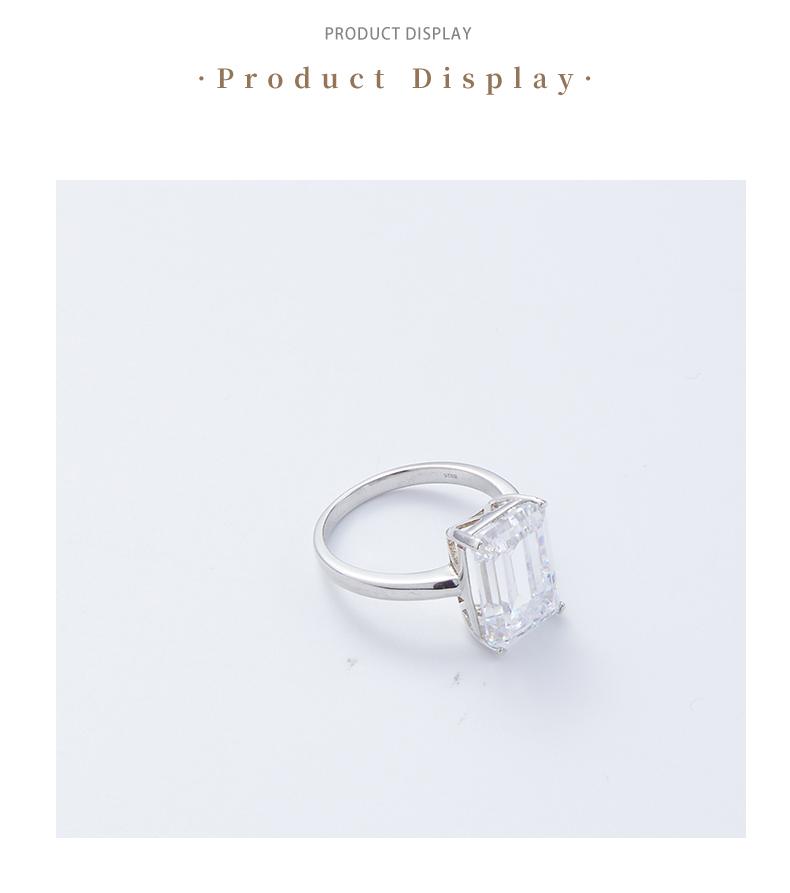 [Venus Jewelry] Lab Created Gemstone 10 CCT Solid Silver 925 rectangular chamfering emerald cut ring