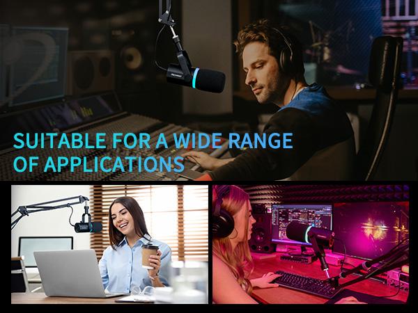 FEELWORLD PM1 XLR USB Dynamic Microphone with Boom Arm Stand for Podcast Recording PC Computer Gaming Live Streaming Vocal Voice-Over, Studio Metal Mic, RGB Light, Mute Button, Headphones Jack