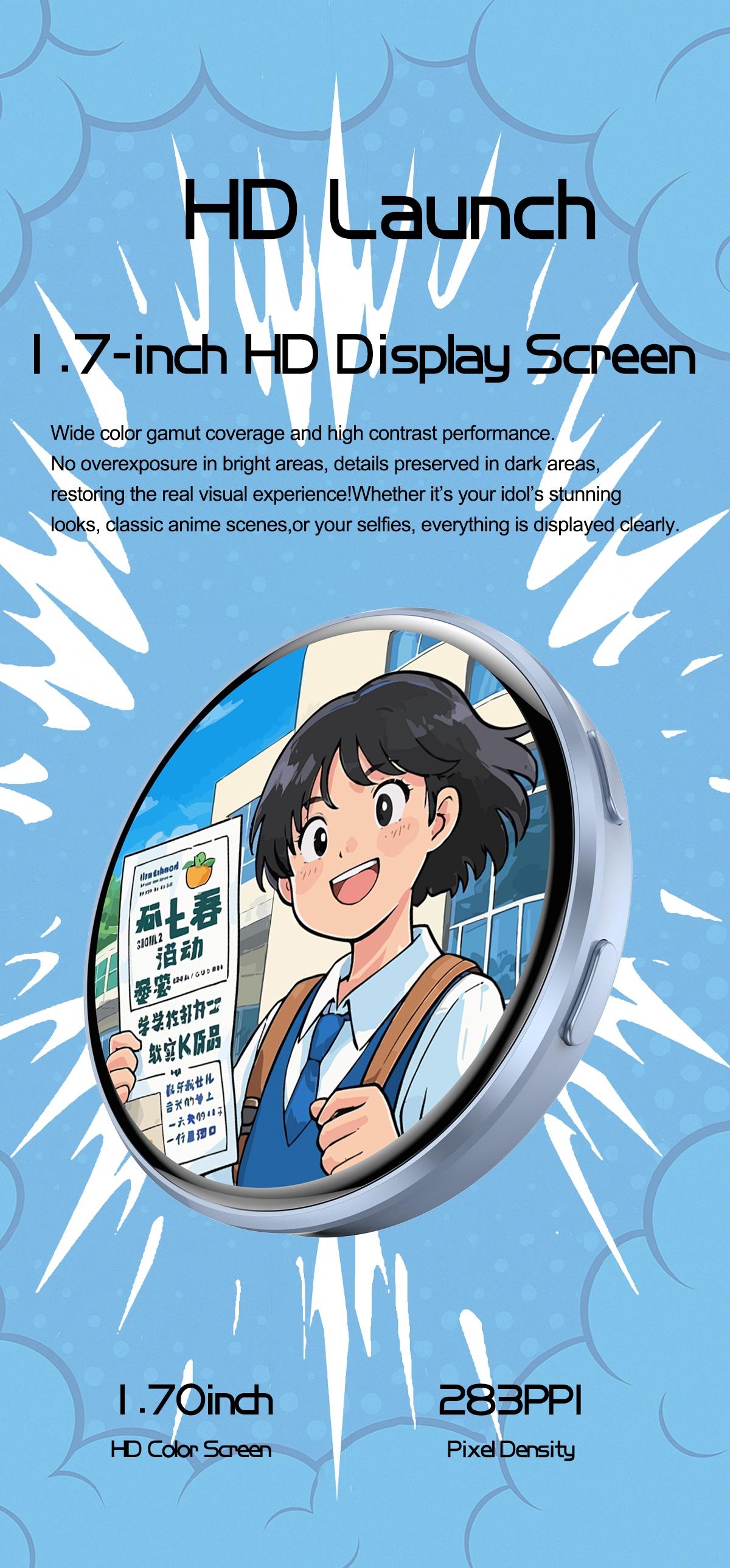 Electronic beep, mini screen projection, anime-themed accessories, 2D anime-style food beep electronic badges, authentic Bluetooth smart electronic photo album.