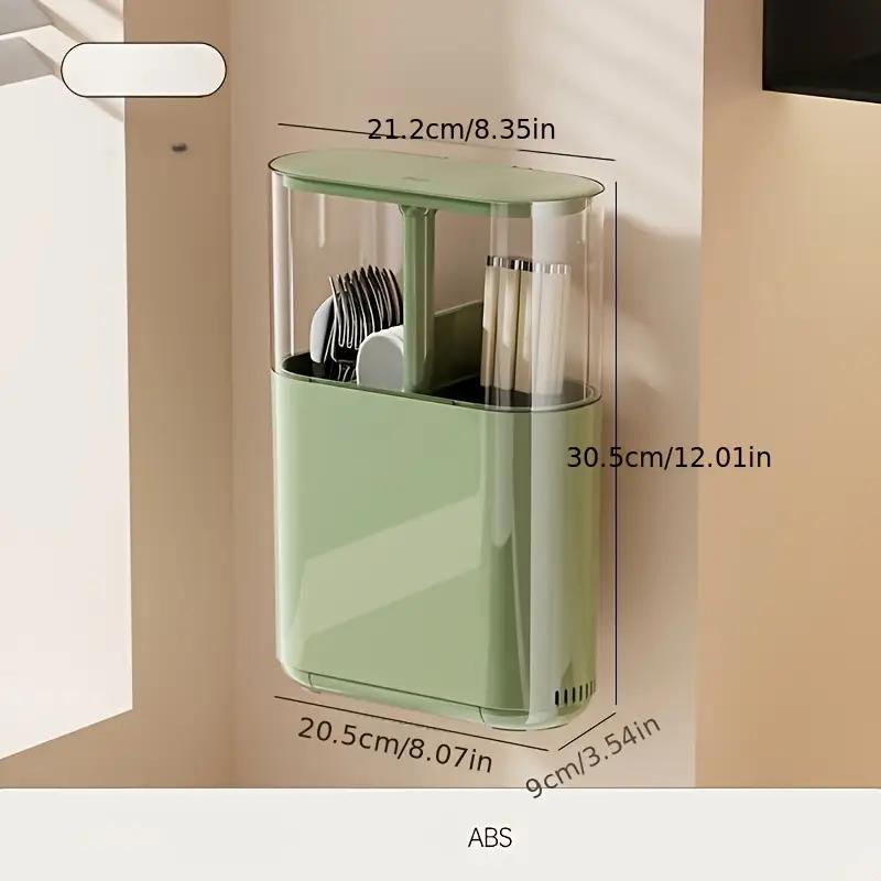 Wall-Mounted Kitchen Storage Rack with Dust Cover, Multifunctional Utensil Holder, Kitchenware, Home Essential, One Size Fits All