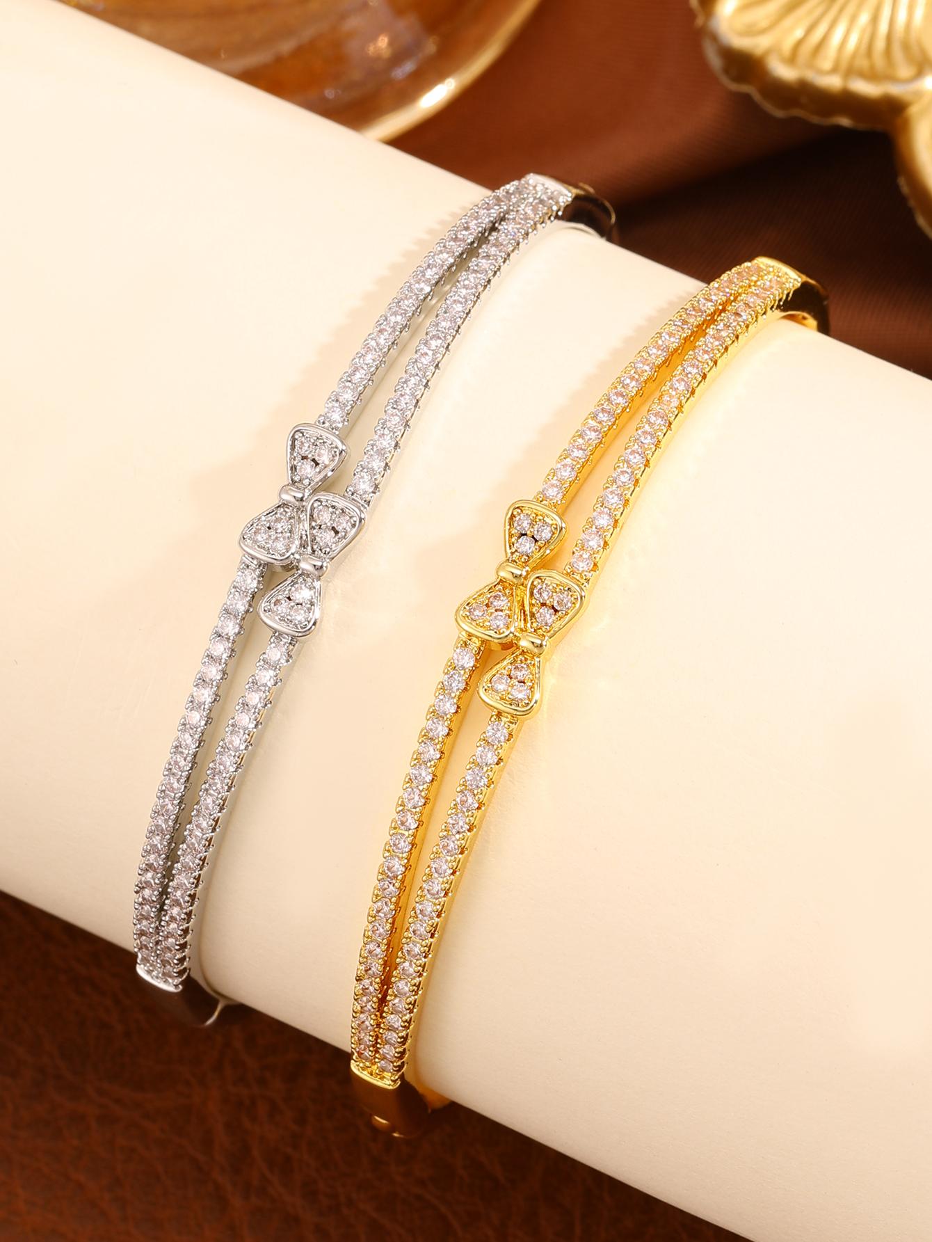 Fashion Knot Cubic Zirconia Bracelet for Women, Elegant Daily Wear Jewelry, Perfect Gift for Her, All Seasons Accessory
