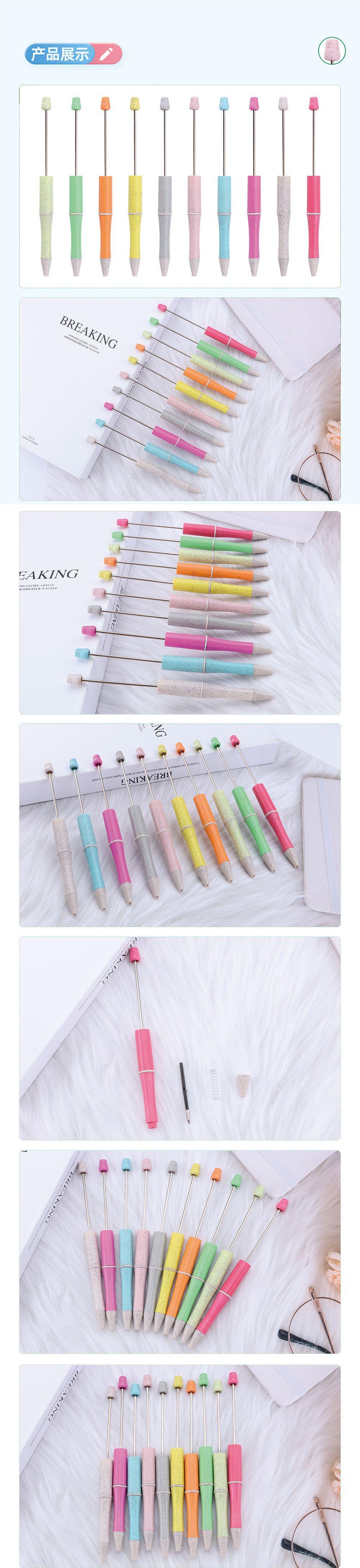 4pcs Creative and Environmentally friendly Wheat Straw DIY Bead Cute Grain Pen Multi color Student Hot selling Stationery Gift Pen