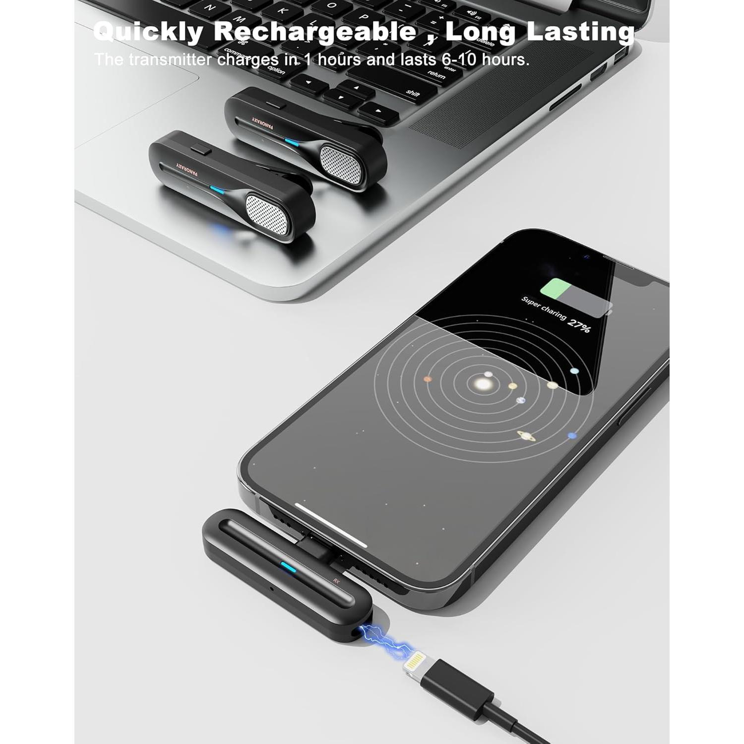 Lavalier Microhone for ihone iad, 2 cs rofessional Mics with  Case for Record Interview, Vlogs, odcast, Live Streaming