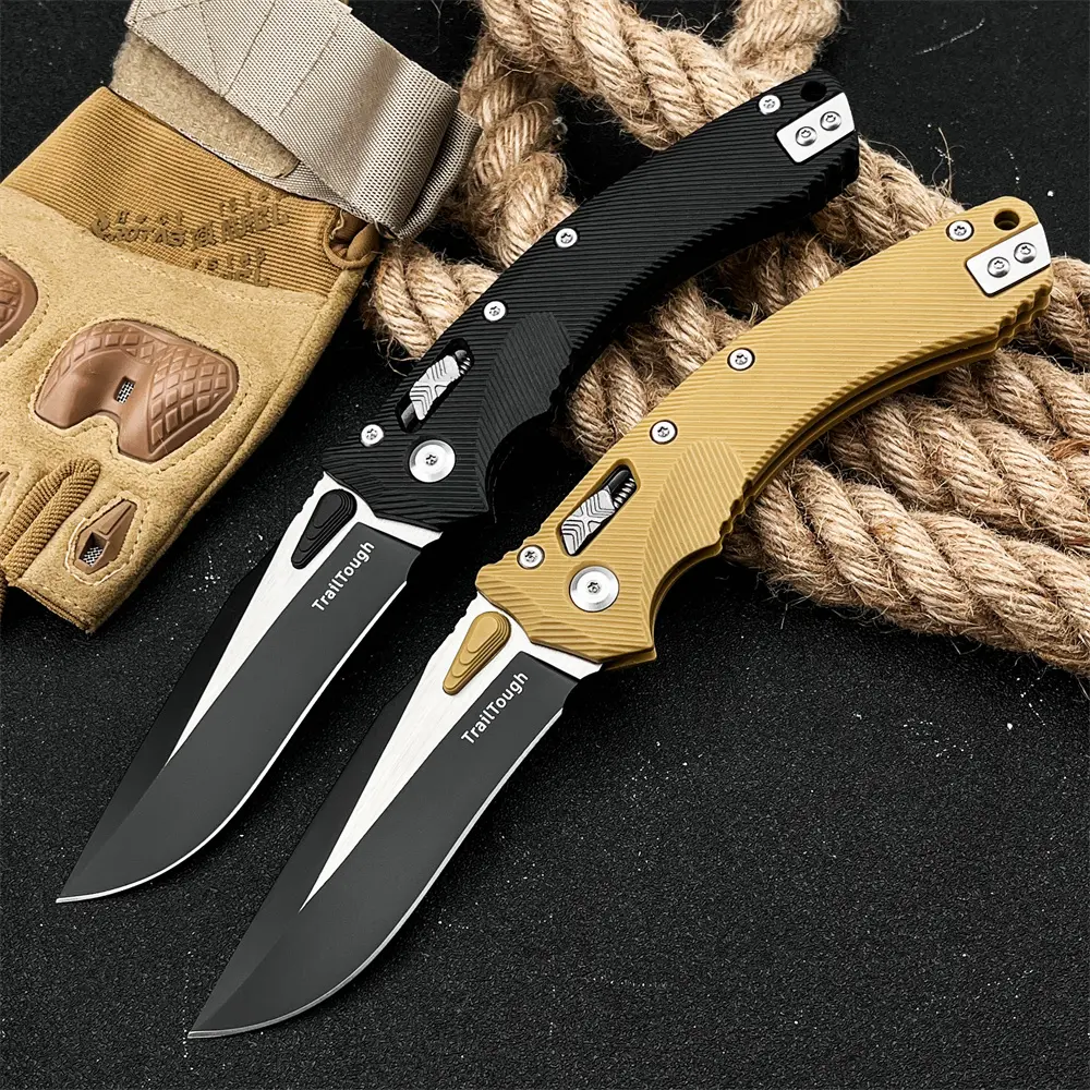 TrailTough Ram-Lok Folding Utility Pocket Knife, 8Cr13Mov Steel Blade, Nylon Fiber Anti-slip Handle, Portable EDC Camping Knives for Hiking Fishing Outdoor Use