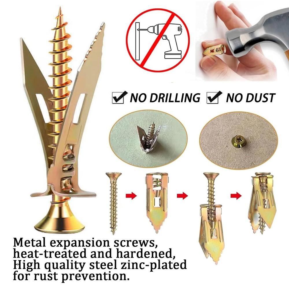 120/240/360 PCS Galvanized Self‑Drilling Drywall Anchors Screws Combo, 12x30mm Wall Fasteners, Drill‑Free Setup, 66LB Support for Home Office Fixtures