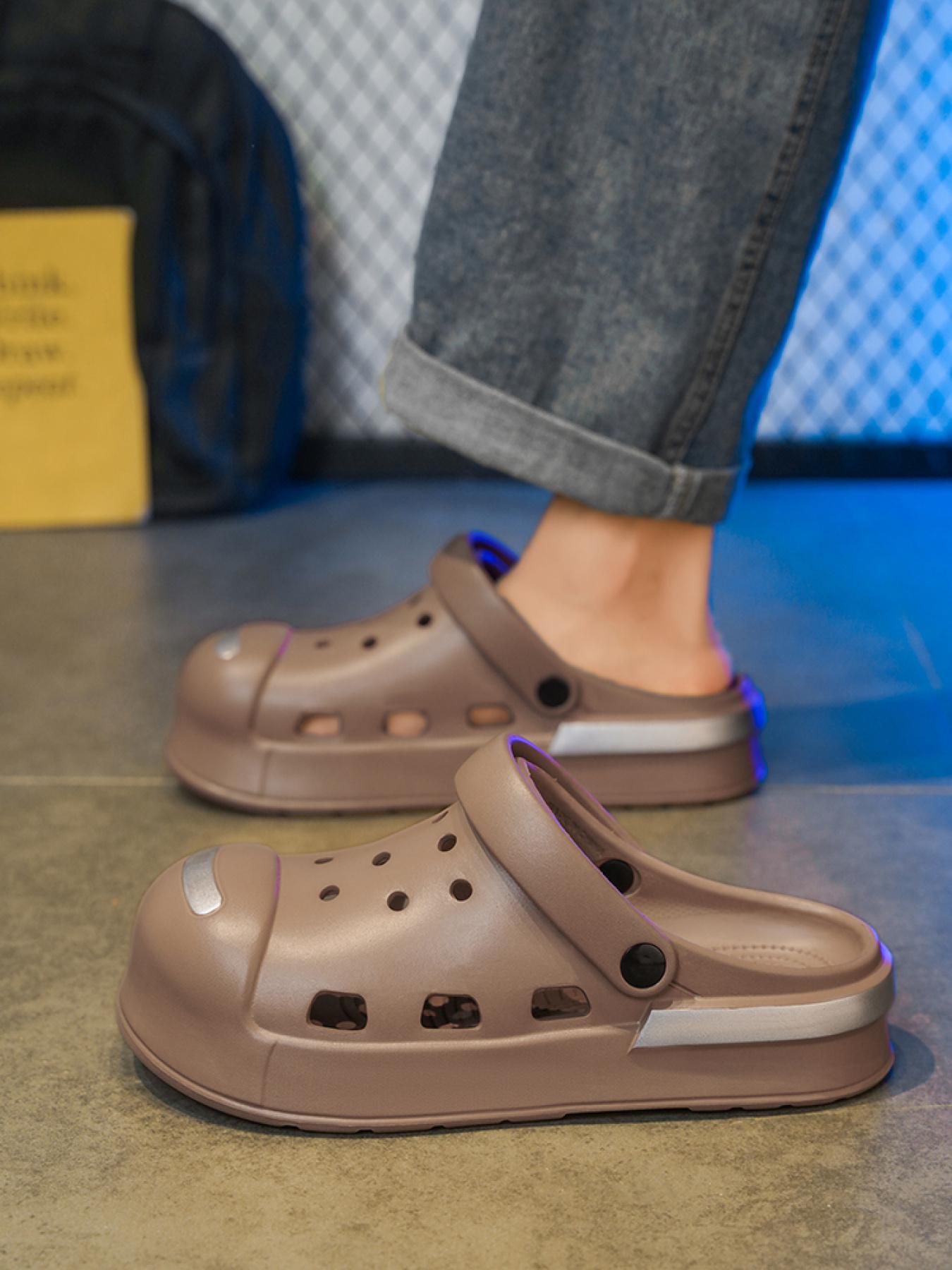 Women's Black Closed-Toe Clogs: Breathable Hollow + Anti-Slip Sole, Bathroom Home Lazy Shoes