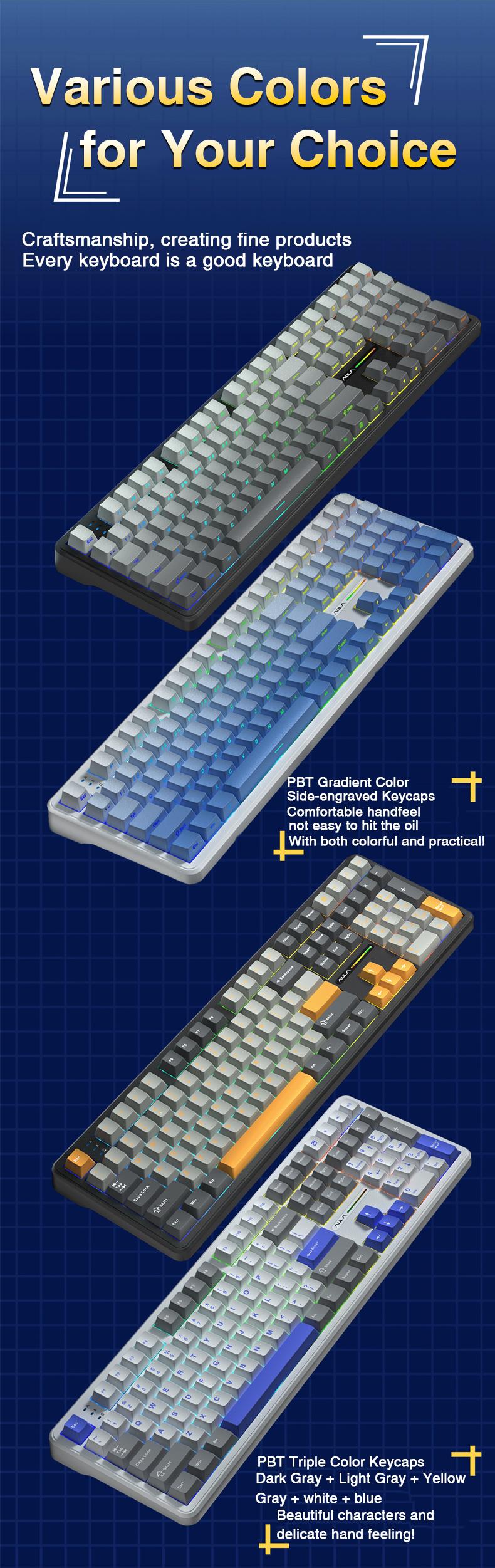 AULA F108 Pro & F108 Wireless Mechanical Keyboard, Three-Mode Connection, Hot Swappable Pads Custom Keyboard RGB Rainbow Backlight for PC/Tablet/Xbox/PS4/PS5 Boyfriend Gift Full Size Numeric Keyboard Office Computer Accessories  TikTokShopfalldealsforyou