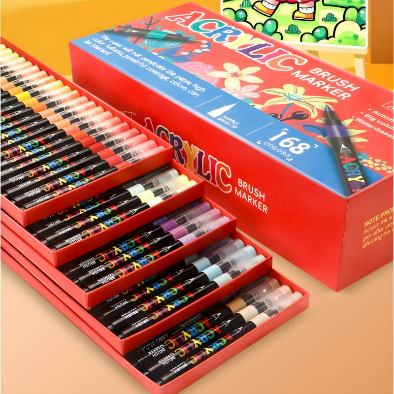 Acrylic Paint Pens Markers,Soft Brush Tips - Quick-Dry Professional Art Markers for Rock Painting, Canvas, Wood, Glass, Ceramic, Fabric, Plastic, Egg & Scrapbook. Paint Markers