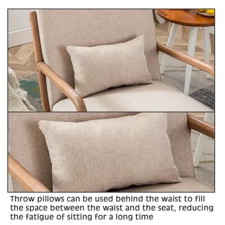 [SpringStatements] Hertford Upholstered Linen Blend Accent Chair With Wooden Legs And One Pillow