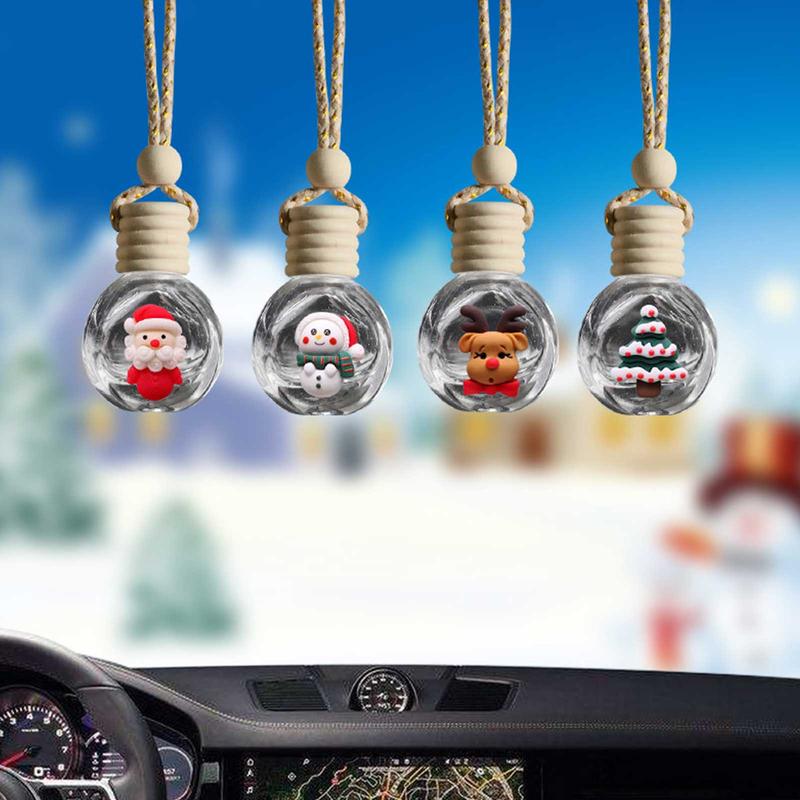 Santa Claus Car Perfume Pendant Aromatherapy Christmas Gift Ornaments Glass Empty Bottle Refill Diffuser Festive Car Decor Free Gift Included