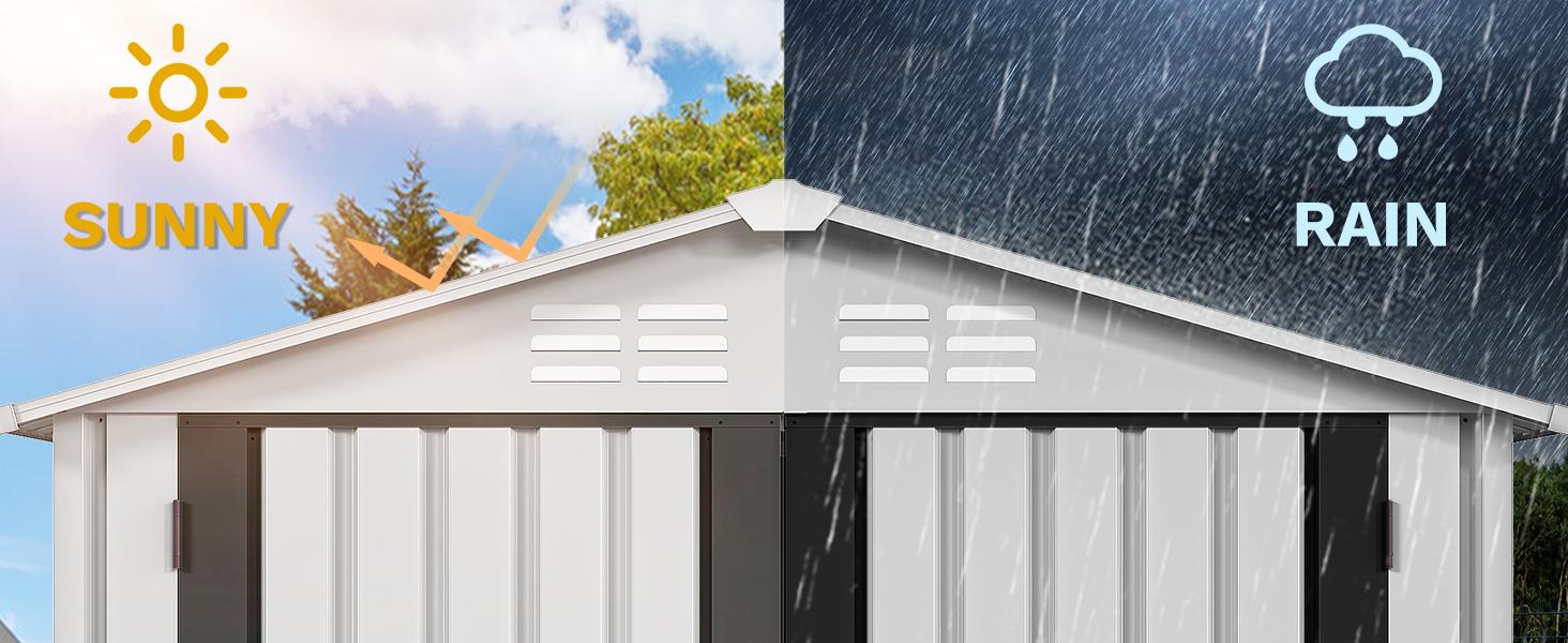 Yitahome 6x4FT Storage Shed for Outdoors, Metal Sturdy Weatherproof Tool Locker with Secure Door and Ventilation for Equipment, Mowers, Bikes, Outdoor Spaces, White