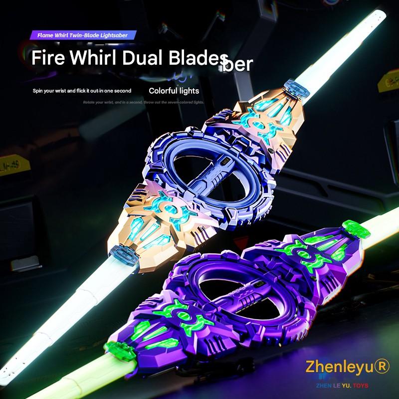 Double Bladed Rotating Handheld LED Lightsaber Toy - Light Up Sword Saber, 7 Color Lights, 360° Rotating, Non-Toxic Safe Design, Kid-Friendly LED, Teenage Boy Gifts, Boyfriend Gift Ideas, Birthday Role Play Toy