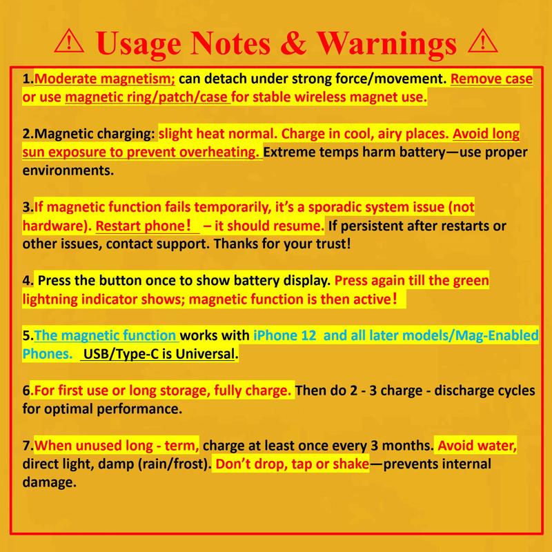5000mAh/10000mAh Magnetic Wireless Power Bank, Ultra-Slim Compact Portable Power Bank with 22.5W Wired & 15W Wireless Output, 20W Input, Type-C Input/Output, Power Display, Compatible with iOS system