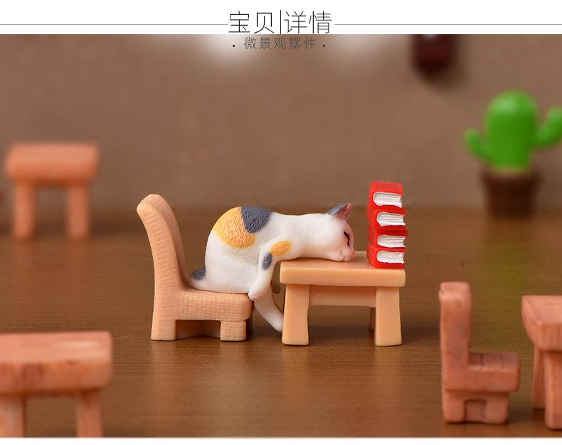 1pc Resin Cats Ornament Kitten Figurine Animal Miniature Fairy Garden Doll House Decoration DIY Micro Landscape Home Decor