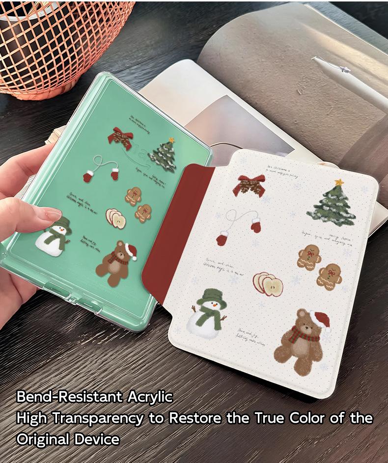 Magnetic Detachable Case for Kindle 11th Paperwhite 1-6, Clear Acrylic Back, Warm Winter Vibe, Auto Wake Sleep Function, Kindle Cover