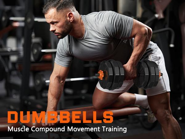 Bearbro 44lb/66lb/88lb 4-in-1 Adjustable Dumbbells Set Free Weight Set with Connector Used as Barbell, Kettlebells, Push up Stand, Fitness Exercises for Home Gym Suitable Men/Women,dealsforyoudays