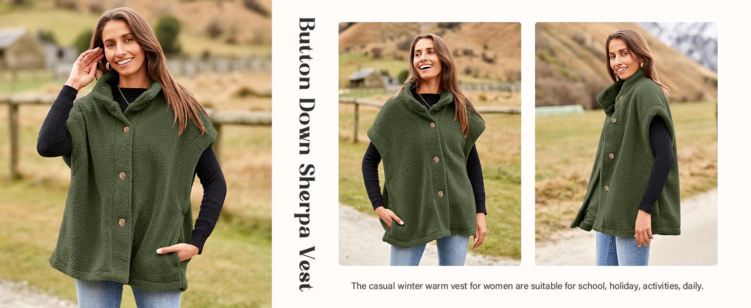 Goranbon Womens Sleeveless Sherpa Vest Lightweight Outwear Vest Fuzzy Fleece Coat Warm Vest with Pockets Goranbon Womens Sleeveless Sherpa Vest Lightweight Outwear Vest Fuzzy Fleece Coat Warm Vest with Pockets