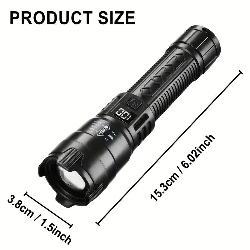 2 Counts Rechargeable LED Flashlights, Portable Zoomable High-Lumen Flashlights with Battery Indicator, Three Lighting Modes for Outdoor, Camping, Work and Emergency Lighting