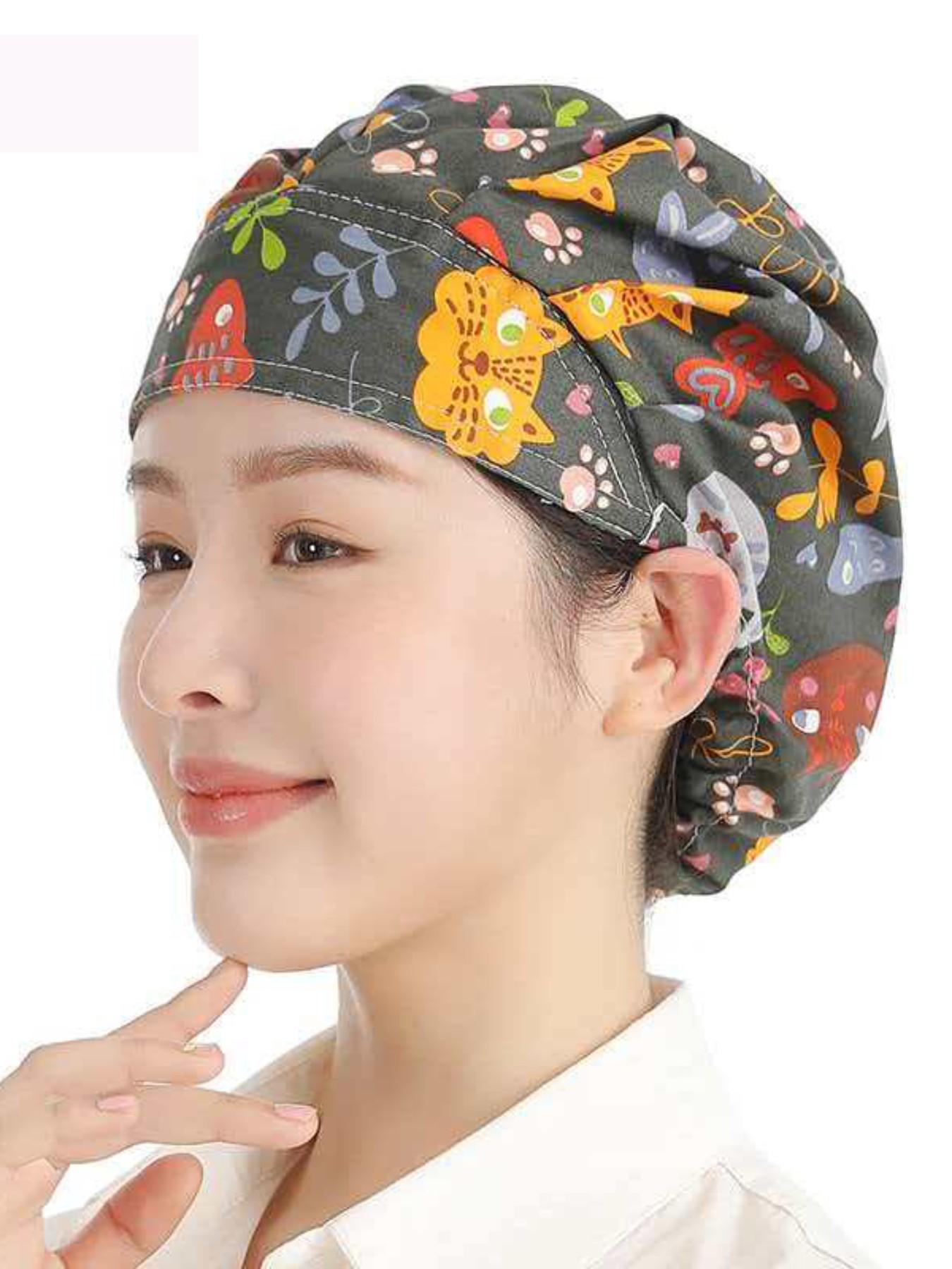 Unisex Adjustable Elastic Chef Hat, 5-Piece Set, Kitchen Cooking Bakery Hat, Dustproof Work Cap, Men and Women Universal Fit