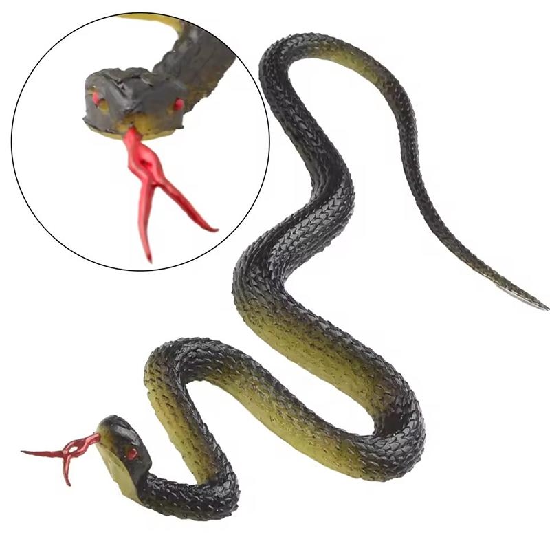 1pc Realistic Rubber Toy Snake 45cm, Lifelike Python Model, Halloween Prank Trick Prop, Scarecrow Garden Bird Deterrent, Joke Gag Toy Accessory