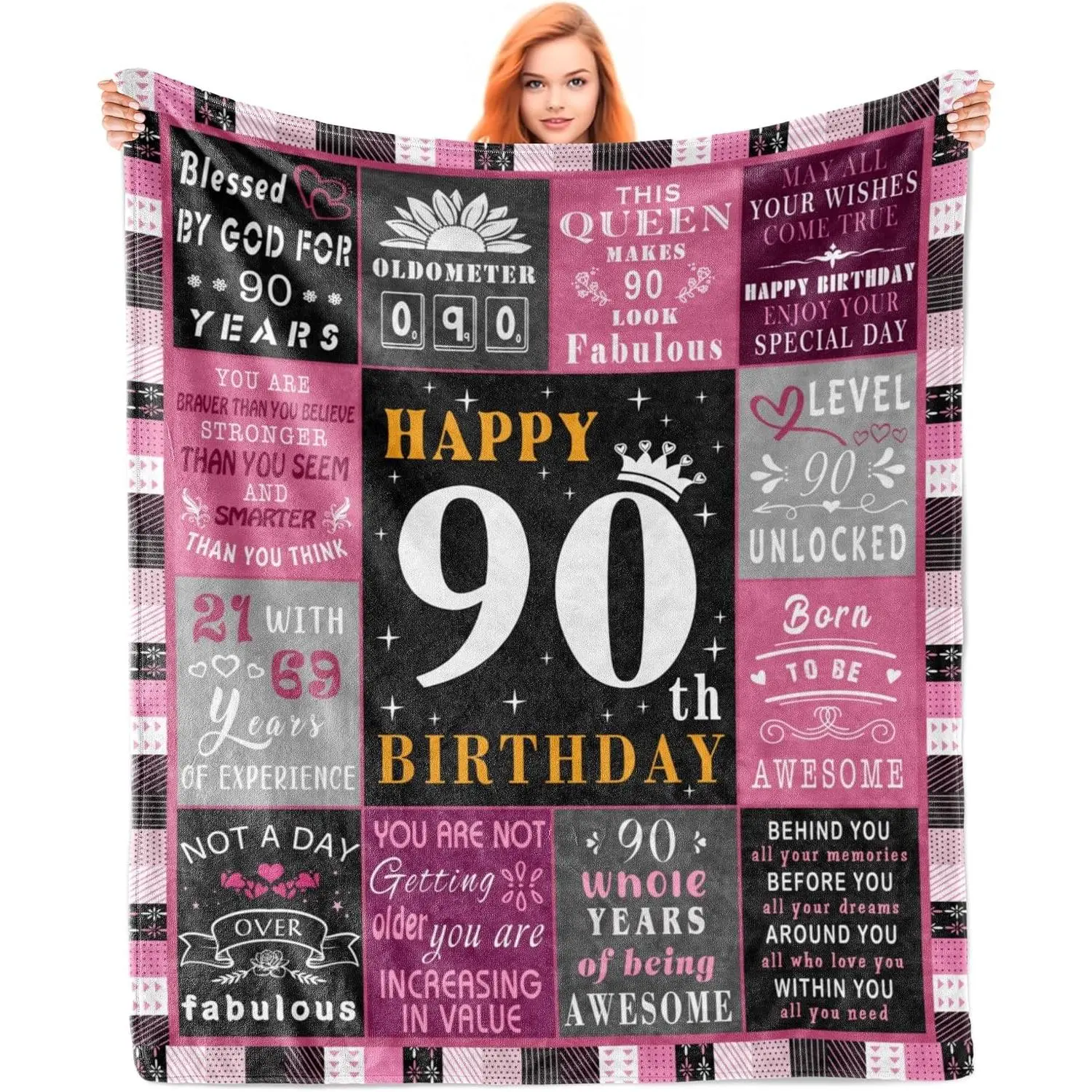 90th Birthday Gifts for Women, 90th Birthday Gifts Blanket 60"x50" | 90 Year Old Birthday Gifts for Women, Gift for 90 Year Old Woman, 90th Birthday Decorations for Woman