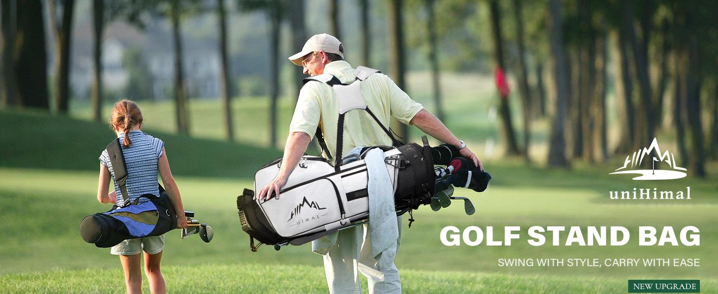 UNIHIMAL Golf Stand Bag with 7 Way Top Dividers, Lightweight Golf Bags for Men Women with Multiple Pockets, Dual Straps