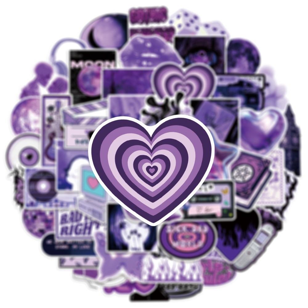50Pcs Ins Trendy Purple Y2K Girl Stickers Waterproof Graffiti Decals for Scooter Helmet Luggage Decor