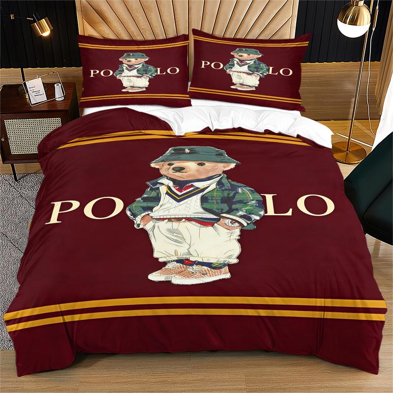 Bear Themed Duvet Cover (Including 1 Bed Cover And 1-2 Pillowcases,No Pillow Inserts or Comforter Included), Vintage Polo Teddy Bear Bedding, Suitable For Decorating Rooms And Bedrooms For Boys, Girls, And Teenagers
