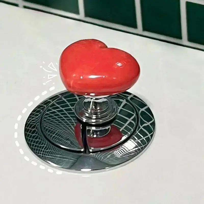 3-Piece Heart-Shaped Toilet Tank Button Push Rod, Long Nail Protection Flush Lever, Easy-Press Toilet Button Aid for Comfortable Use