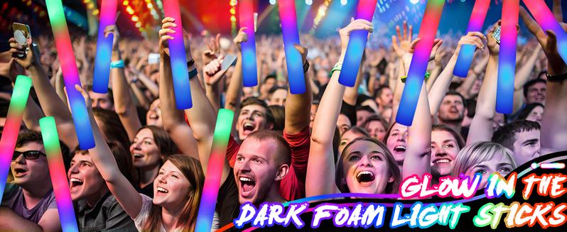 MICRENCY A LED Sponge Party Glow Stick Multicolor with 3 Flashing Modes for Night Light Party Supplies Ideal for Holidays Gaming Birthdays Events Concerts Outdoor Activities and Party Decorations Gifts Lightweight 14.6 inches