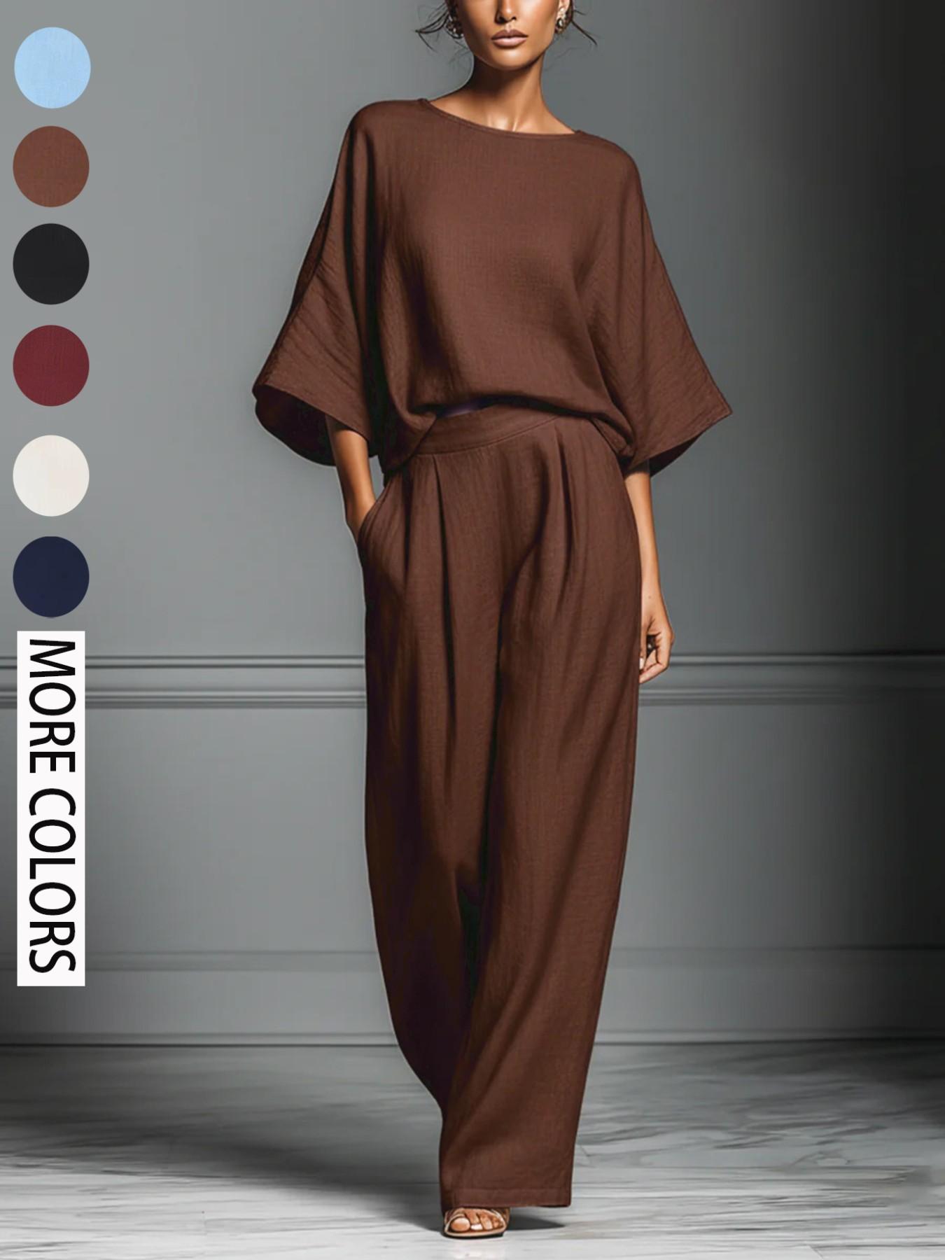 Women's 2026 Summer Bell-Sleeve Loose Clothing Set, Elegant Casual Trendy Outfit for Daily Wear Women's 2026 Summer Bell-Sleeve Loose Clothing Set, Elegant Casual Trendy Outfit for Daily Wear