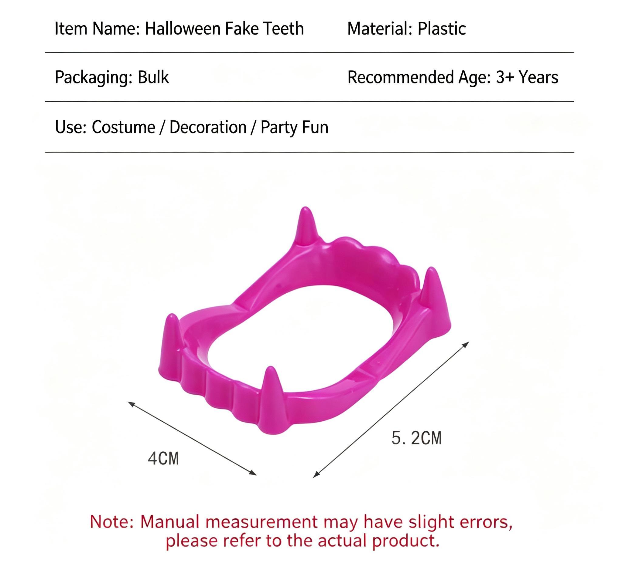 10PCS Random-Color Plastic Vampire Fangs - Fun Cosplay Teeth Set for Halloween Spooky Look, Indoor Recreation Dress-Up & Photo Props (Multiple Sets Available)