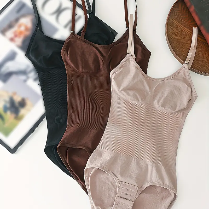 1/2/3/4/5/7 Pack High Support Sculpting Bodysuit - Tummy Control & Butt Lifter Shapewear for Women - Seamless Ribbed Tank Top Body Shaping Underwear