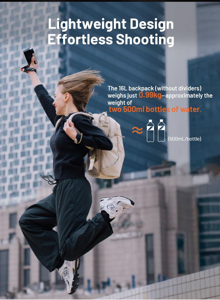 PGYTECH OneGo Lite Camera Backpack Water-Resistant DSLR/Mirrorless Bag for Sony/Canon/Fujifilm, Drone Backpack, Tripod Mount Travel & Weekend Photography Pack for 14" Laptop Photographic Kit