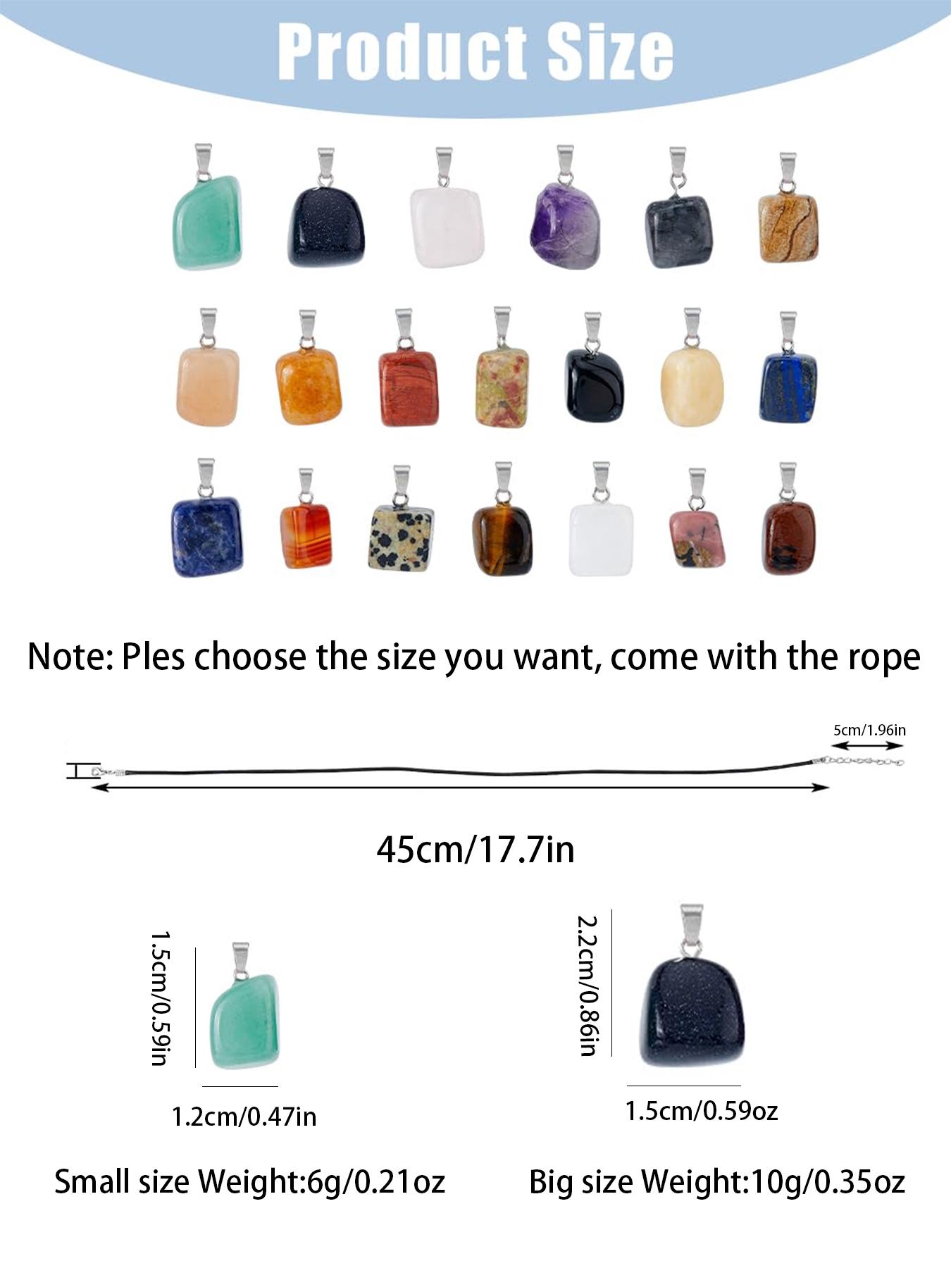 1 Piece Randomly Natural Stone Necklace in more than 20 Colors Black Faux Leather Necklace Cords, Size Small Big Available