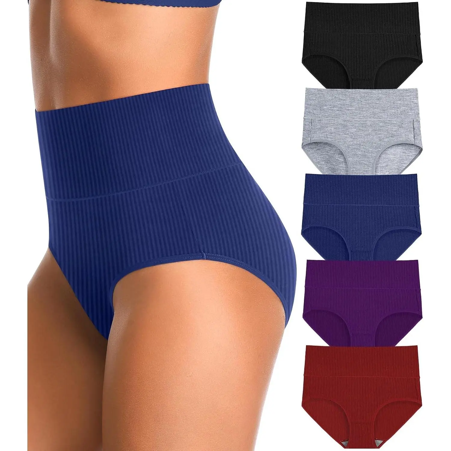 Women's High Waisted Cotton Underwear Tummy Control Postpartum Full Coverage Panties Soft Comfortable BriefsGift