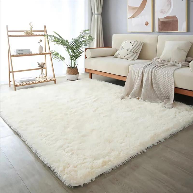 Ultra Soft Solid Color Plush Area Rug, Long Pile Carpet for Living Room, Bedroom, and Window Sill, Cozy Floor Mat for Home Decor