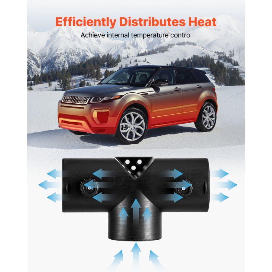 VEVOR Diesel Heater Connector, 2.32 inch Diesel Heater Duct Connector Accessories, T-shape 3 Way Air Vent Connectors with 2 90 Rotatable Valves, Black Joint Connectors for 2KW Diesels Heaters