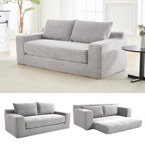 【New Year Sales】 Niccae Convertible Loveseat Sofa Bed – 2-in-1 Boneless Couch with Soft Corduroy Fabric and Memory Foam, Ideal for Small Spaces, Apartments, Home Office & Bedroom