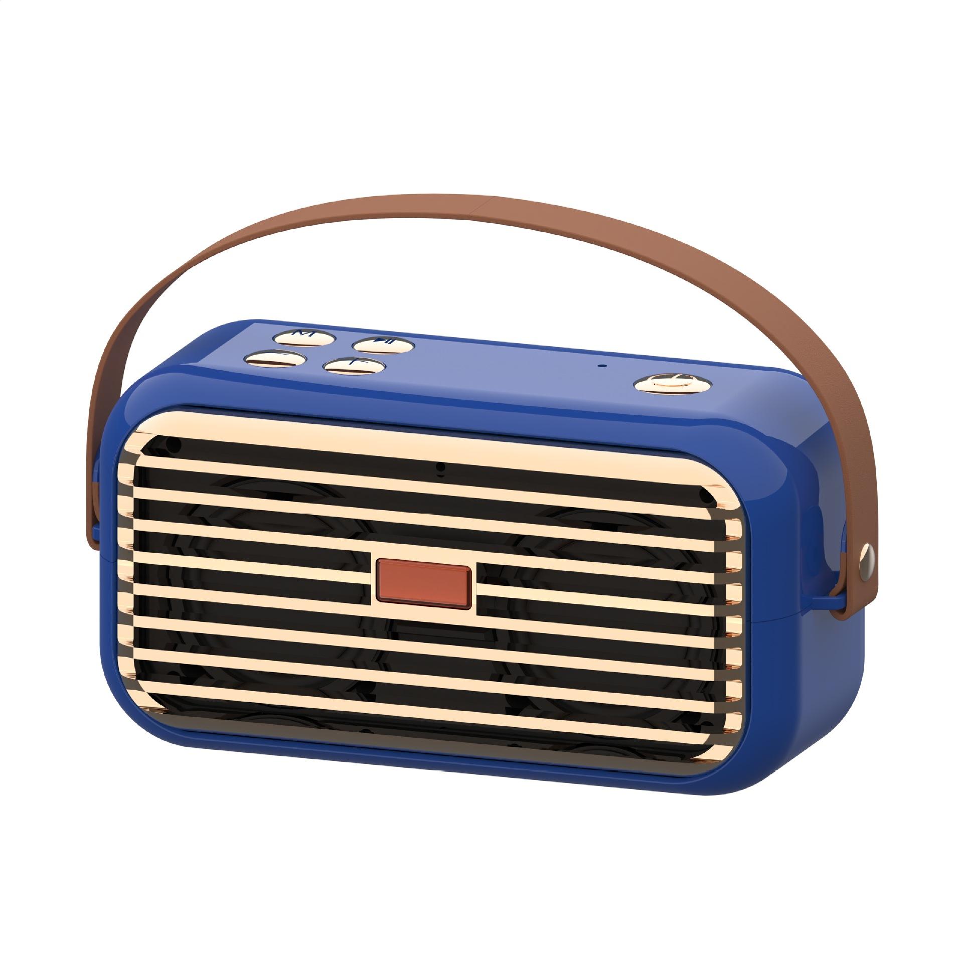 Retro plug-in wireless smart speaker with dual speakers, subwoofer, portable outdoor Bluetooth speaker