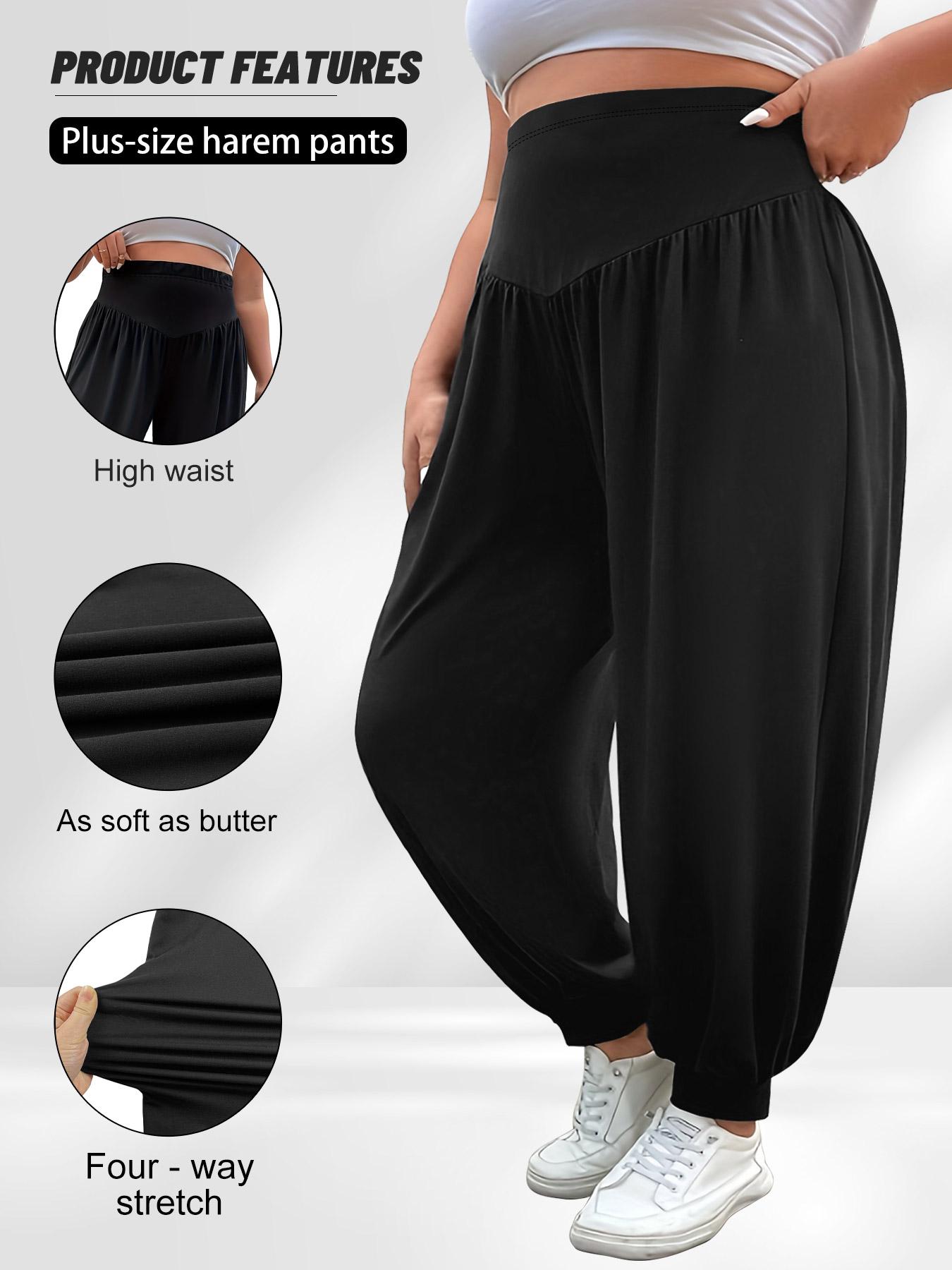 Plus Size Women's Harem Pants, High Waist for All Seasons, Casual Comfortable Loose Fit Fabric, Stylish and Versatile, Boho Fashion Trousers
