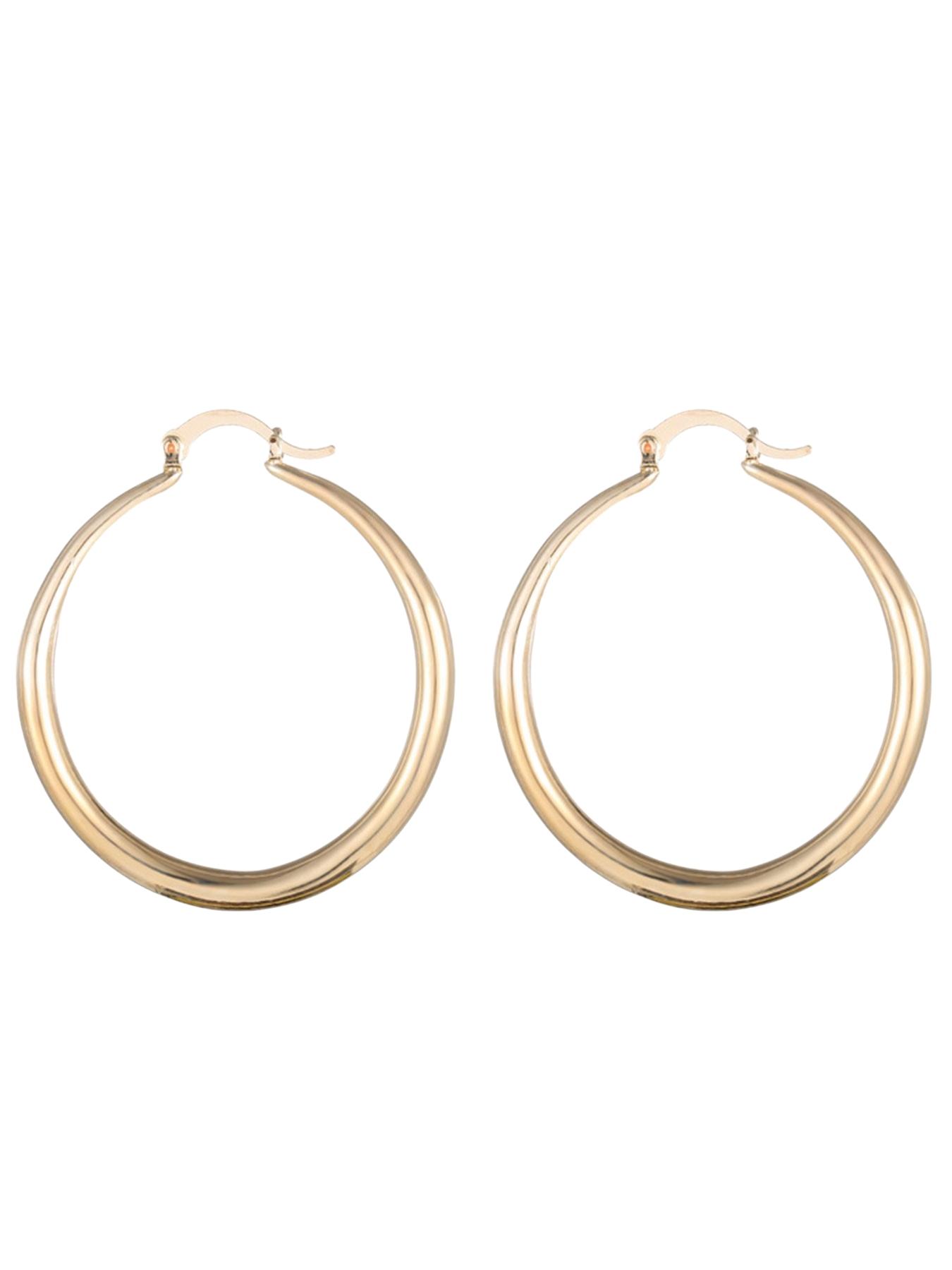 1 pair of gold/silver plated oversized hoop earrings with a minimalist, glossy punk style, perfect for holiday parties and streetwear looks.
