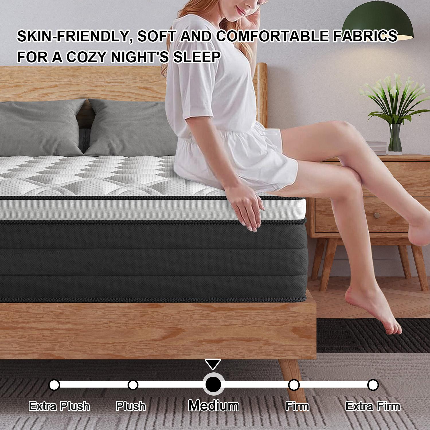 12"14" Twin Full Queen King Size Mattress in a Box Hybrid Spring  with Gel Memory Foam and Individually Pocket Innerspring Euro Top Mattresses Medium Firm for Motion Isolation, Edge Support, 100 Night Trial