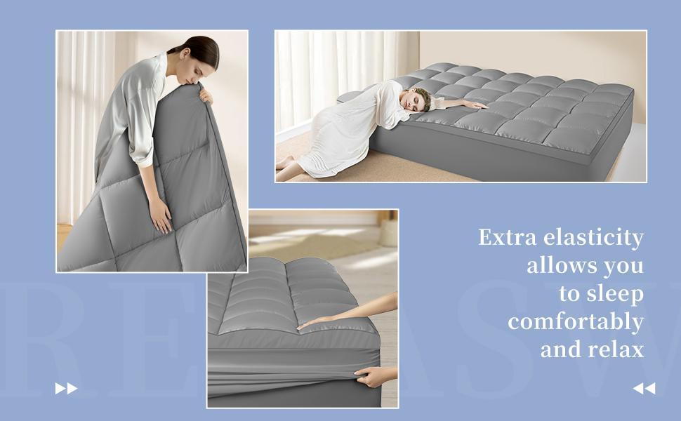 Sonoro Kate Extra Thick Bamboo Mattress Topper – Cooling, Ultra Soft ,comfortable& Breathable, Quilted Cotton Top  8-21'' Deep Pocket