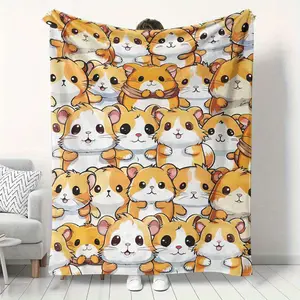 Hamster Stackable Print Flannel Blanket - Soft All-Season Cozy Throw For Boys & Girls, Indoor Outdoor Use On Sofa, Bed, Camping - Cute Animal Design Birthday Gift, Cozy Throw Blanket, Playful Home Decor, Durable Comfort