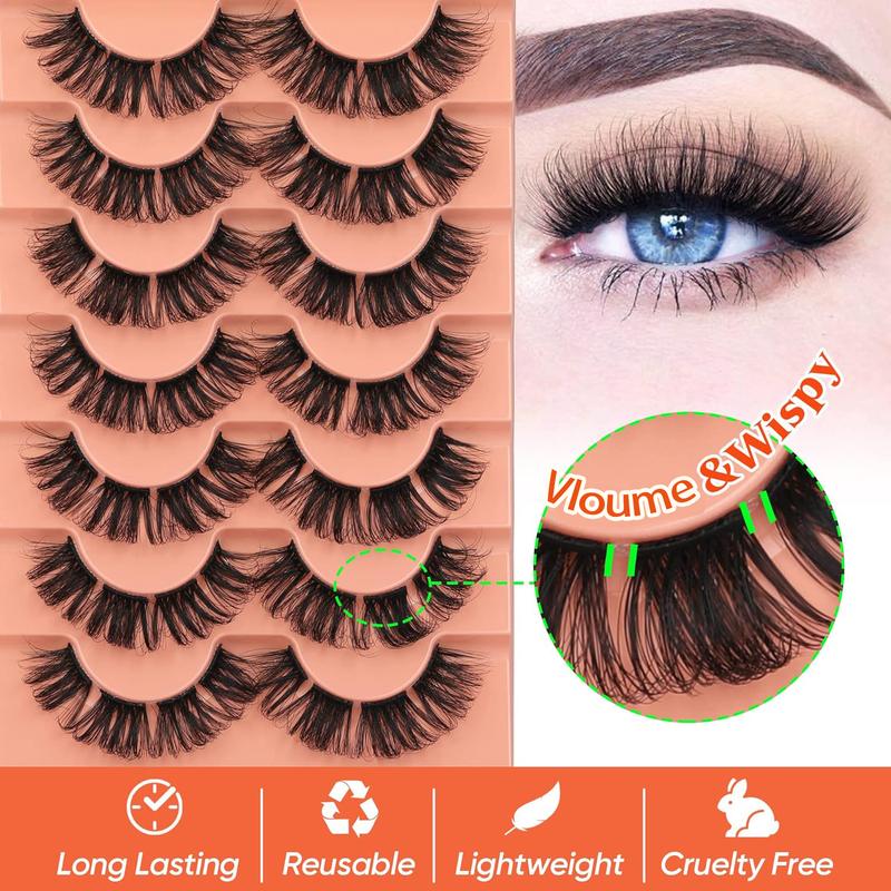 Volume Volumized False Eyelashes, 7 Pairs Faux Cluster Lashes, Natural Curling Eye Makeup Strip Lashes, Full Volume Eyelash, Lash Clusters for Eye Makeup Enhancement Cosmetic, False Eyelash Extensions
