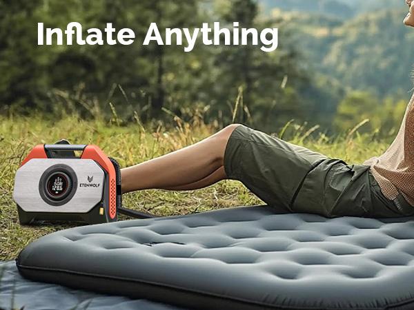 ETENWOLF VORTEX S6 Tire Inflator Portable Air Compressor for Heavy-duty Vehicles, Cordless Air Pump for Car & Inflatables with 19200mAh Battery, 100% Duty Cycle & Dual Cylinder Bike Pump