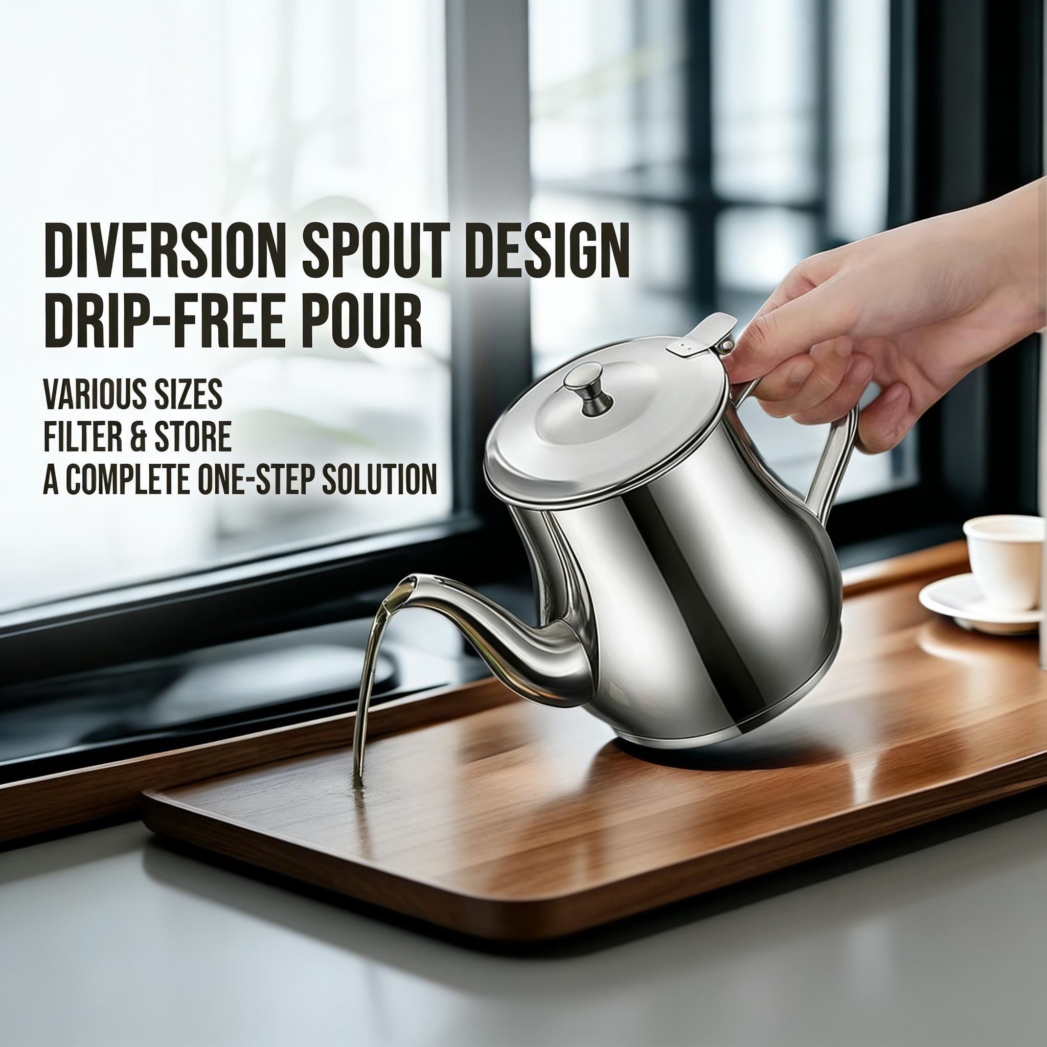 24oz & 32oz Stainless Steel Oil Storage Pots with Filters, Multi-Purpose Oil Separators, Non-Stick Easy Clean Grease Container for Frying Oil & Cooking Grease