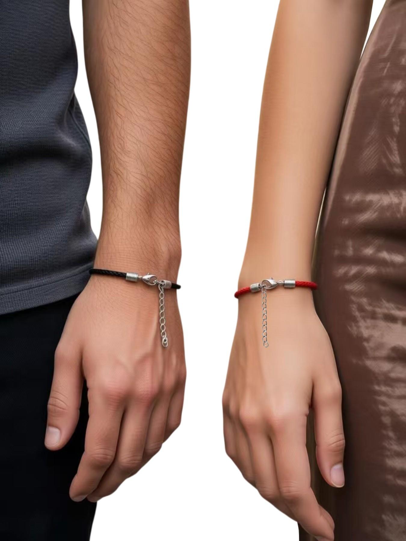 Handmade Braided Couple Bracelet, Lucky Charm Wristband, Unisex Fashion Accessory, Friendship and Love Cord, Daily Wear Jewelry Gift